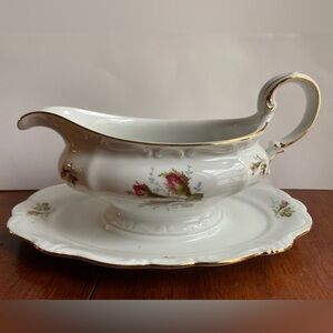 Vintage Johann Haviland  ar aria Germany, Gravy Boat, with Attached Drip Plate.